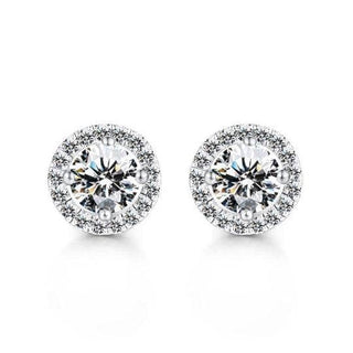 Classic Round Diamond Halo Stud Earrings Evani Naomi Jewelry