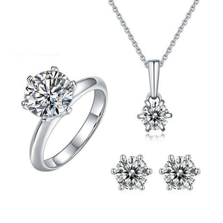 Classic Round-cut Moissanite Diamond Jewelry Set Evani Naomi Jewelry