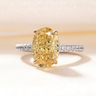 Classic 3.5 ct Yellow Sapphire Oval Cut Diamond Engagement Ring