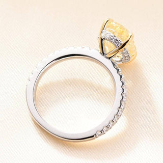 Classic 3.5 ct Yellow Sapphire Oval Cut Diamond Engagement Ring