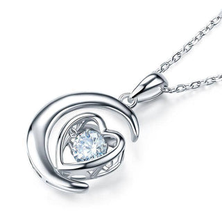 Dancing Diamond Heart & Moon Necklace Evani Naomi Jewelry