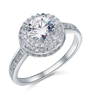 Double-Halo Round 1.00 ct Diamond Engagement Ring Evani Naomi Jewelry