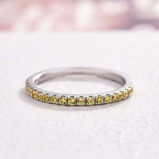 Elegant Light Yellow Sapphire Diamond Half Eternity Wedding Band