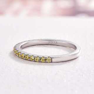 Elegant Light Yellow Sapphire Diamond Half Eternity Wedding Band