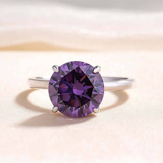 Classic Round Cut 3.5ct Amethyst Purple Engagement Ring