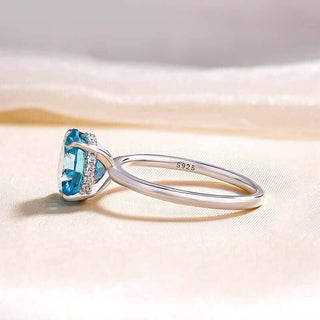Classic Round Cut 3.5ct Light Aquamarine Blue Engagement Ring