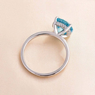Classic Round Cut 3.5ct Light Aquamarine Blue Engagement Ring