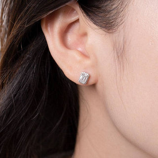 Emerald-cut 1.0 ct Moissanite Diamond Halo Jewelry Set Evani Naomi Jewelry