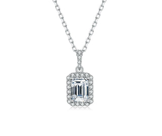 Emerald-cut 1.0 ct Moissanite Diamond Halo Jewelry Set Evani Naomi Jewelry