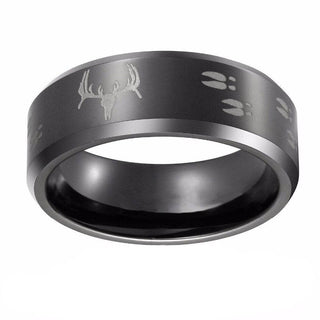 Engraved Deer 8mm Tungsten Men's Wedding Band Evani Naomi Jewelry