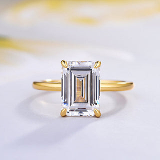 3.5 Ct Yellow Gold Emerald Cut Solitaire Engagement Ring