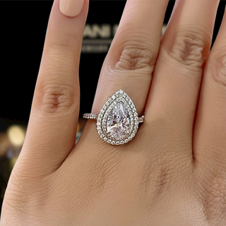 Double Halo 2.0 Ct Pear Cut Engagement Ring