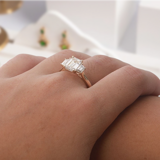 14K Yellow Gold Emerald Cut Engagement Ring