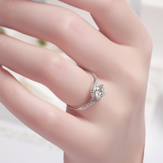 1.0 ct Round Moissanite Twist Band Engagement Ring