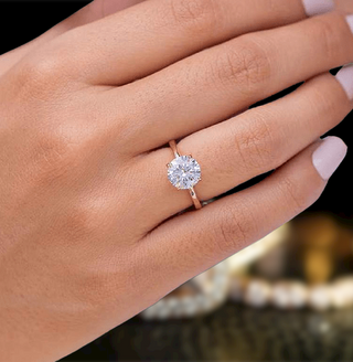 Elegant Round Cut 14k Rose Gold Engagement Ring