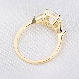 1.5ct Cushion Cut Three Stone Yellow Gold Engagement Ring