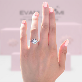 Round-cut 1.25 ct Diamond Halo Engagement Ring-Evani Naomi Jewelry