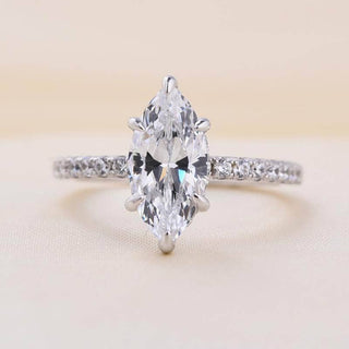 14k White Gold 1.5 Ct Marquise Cut Engagement Ring