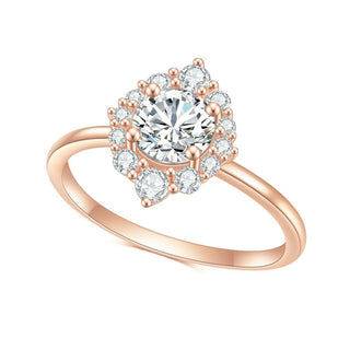 14k Round Cut Moissanite Halo Engagement Ring