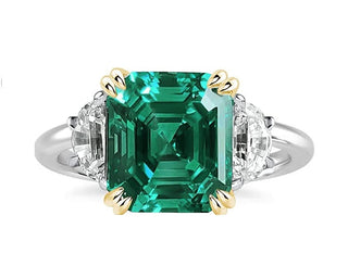 4.5ct Asscher Cut Diamond Three Stone Engagement Ring