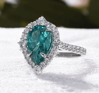 2.2 ct Halo Pear Cut Diamond Engagement Ring