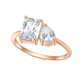 2.8 Ctw Emerald & Pear Cut Diamond Engagement Ring