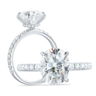 14k White Gold 3.0 Ct Oval Cut Engagement Ring