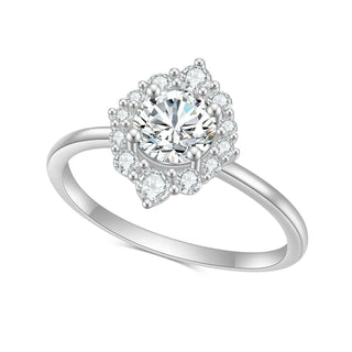 14k Round Cut Moissanite Halo Engagement Ring