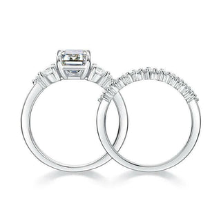 14k Emerald Cut Engagement Ring Set