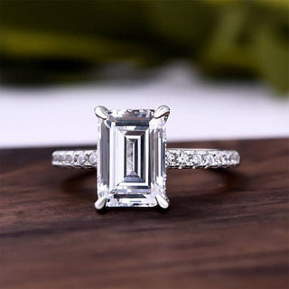3.3 ct White Gold Emerald Cut Engagement Ring