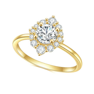 14k Round Cut Moissanite Halo Engagement Ring