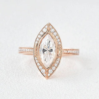 Marquise Cut 14K Rose Gold Engagement Ring