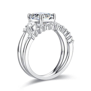 14k Emerald Cut Engagement Ring Set