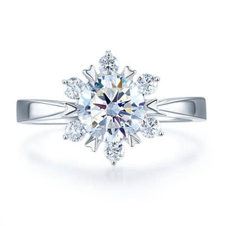 1.0 ct Round Cut Flower Style White Gold Diamond Ring