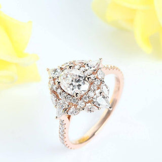 14k Rose Gold Double Halo Oval Cut Engagement Ring