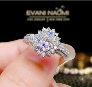 1.5 Ct Oval Cut Crackling Engagement Ring