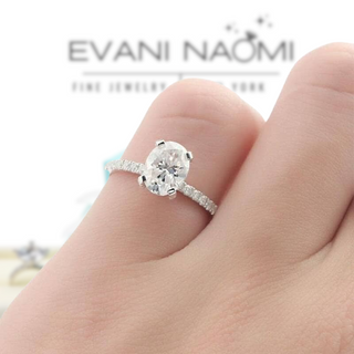 1.5ct Oval Cut Diamond Halo 14K Engagement Ring - Evani Naomi Jewelry