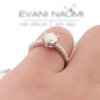 Classic 6 Prong 1ct Round Cut Diamond Engagement Ring - Evani Naomi Jewelry