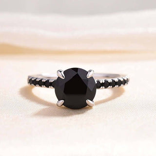 Exclusive Round Cut Black Diamond Engagement Ring Evani Naomi Jewelry