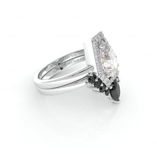 Faithfulness Gothic Wedding Rings in 14k Gold 1ct Black Pear Cut Moissanite Evani Naomi Jewelry