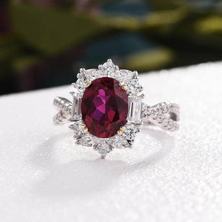 Flash Sale- 1.0 Carat Oval Cut Vintage Twist Ruby Engagement Ring Evani Naomi Jewelry