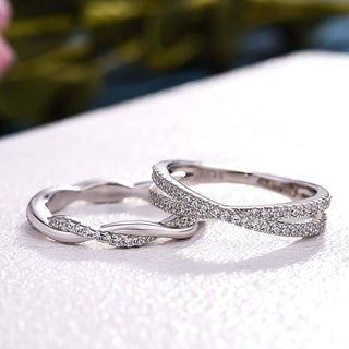 Flash Sale- 1.3 Ct Twist Infinity & X Criss Cross Wedding Band Set Evani Naomi Jewelry