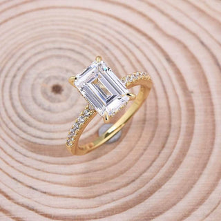 Flash Sale- 4.0 Ct Emerald Cut Yellow Gold Engagement Ring Evani Naomi Jewelry