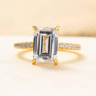 Flash Sale- 4.0 Ct Emerald Cut Yellow Gold Engagement Ring Evani Naomi Jewelry