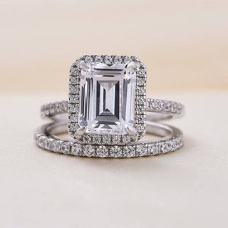 Flash Sale- 4.0 ct Halo Emerald Cut Created Diamonds Wedding Ring Set Evani Naomi Jewelry