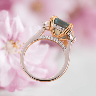 Flash Sale- 4.5 ct Asscher Cut Three Stone Paraiba Tourmaline Engagement Ring Evani Naomi Jewelry