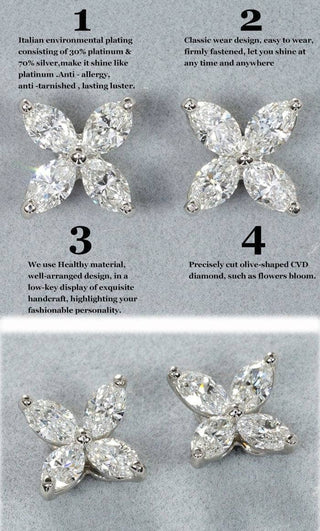 Flash Sale- 4 Petal Flower Diamond Earrings Evani Naomi Jewelry