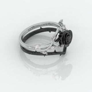 Flash Sale- Black Rose Gothic Wedding Rings in 14k Gold .50 ct Round Cut Moissanite Evani Naomi Jewelry