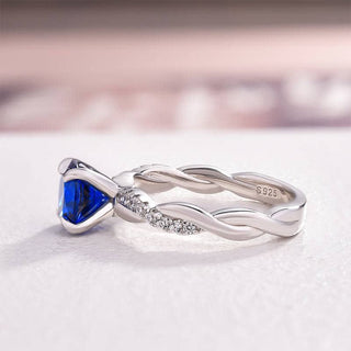 Flash Sale- Blue 1.5 Ct Round Cut Created Diamond Twist Engagement Ring Evani Naomi Jewelry