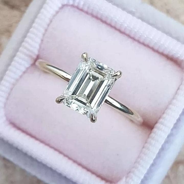 Flash Sale- Classic 3.3 ct Emerald Cut Diamond Engagement Ring